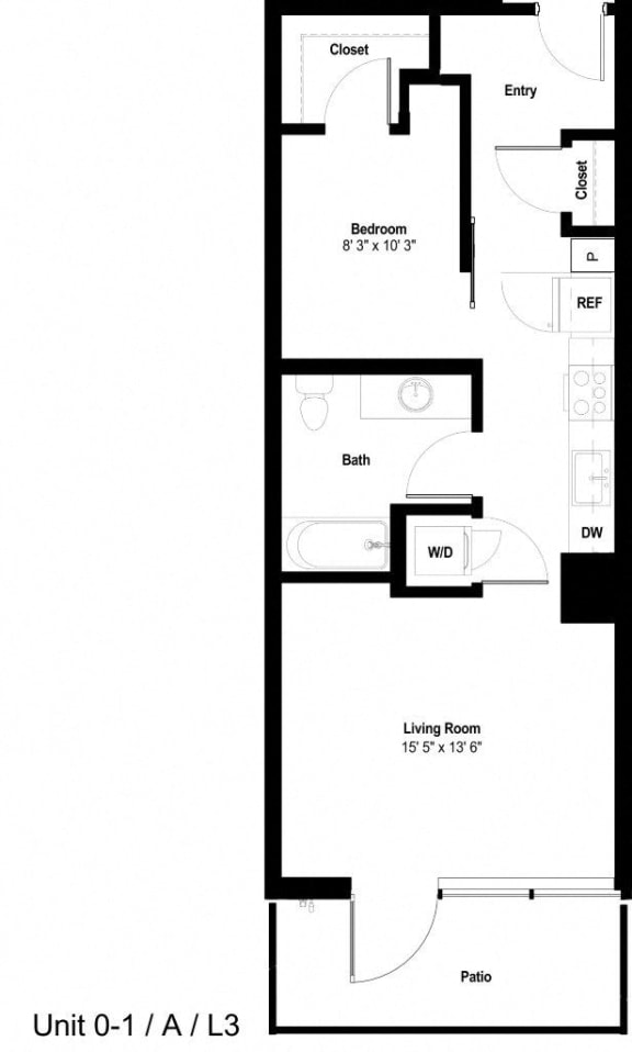 The Danforth Apartments 0-1A Floor Plan