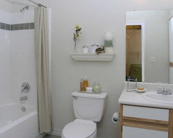 A white toilet sits next to a white sink in a bathroom.