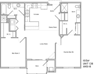 Chatham two bedroom two bathroom floor plan at The Flats at 84