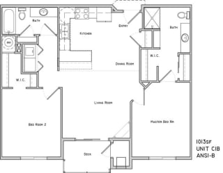 Chatham two bedroom two bathroom floor plan at The Flats at 84