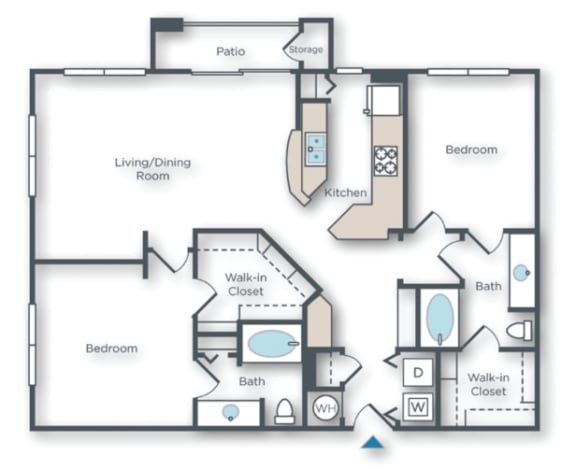 Floor Plan  Poppy 2 bed 2 bath with patio