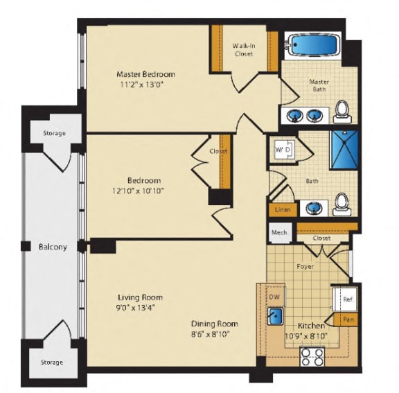 one bedroom apartments with balcony - The Palatine Arlington VA