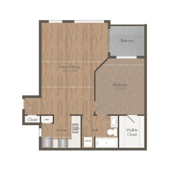 1 Bedroom 1 Bath Floorplan Small at Reedhouse Apartments, Idaho