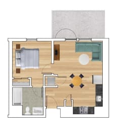 Floor Plan  1 Bedroom B Floor Plan at Block C, San Marcos