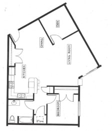  Floor Plan 1 Bedroom 1 Bathroom + Den