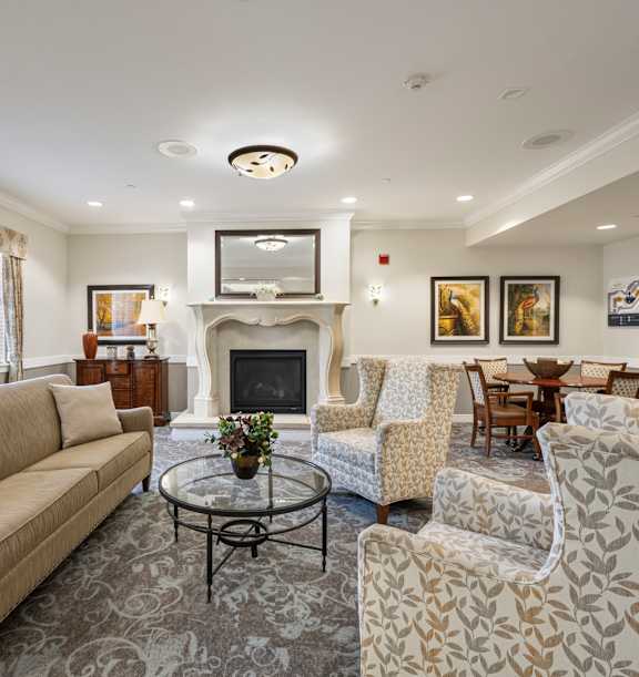 Bright Living Room at Lakeview Senior Living Apartments, Lakewood
