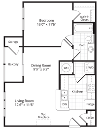 1 bed 1 bath floor plan B  at Chesapeake Ridge, North East