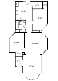 Floor Plan Two Bedroom One Bath Floor One