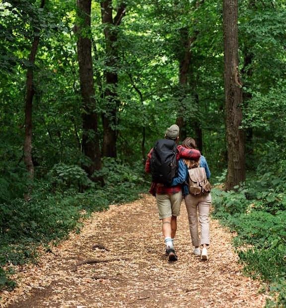 Couple Walking at Riverchase Landing Apartments in Hoover, AL
