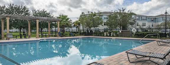our apartments have a resort style pool with lounge chairs