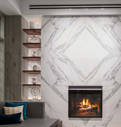 Fireplace Living Area at 1600 Glenarm Place, Denver
