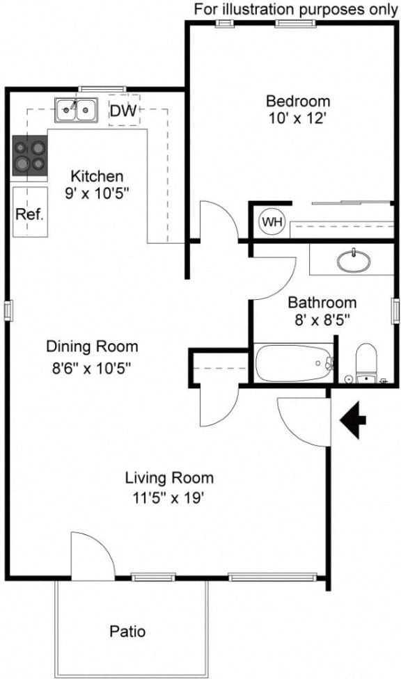 Lancaster Commons | 1 Bedroom Floor Plan