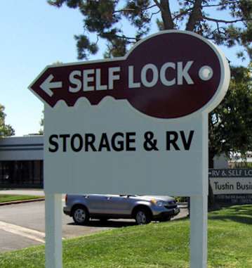 A sign for a self lock storage and RV area.