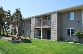 Buildings with landscaping