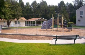 Bench and playground area