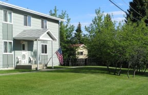 Lawn and building