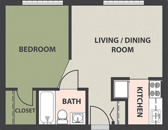 Floor Plan  1-Bedroom, 1-Bath