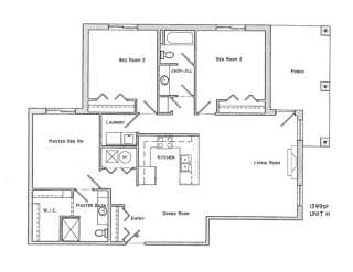 Hitchcock three bedroom two bathroom floor plan at Villas of Omaha at Butler Ridge