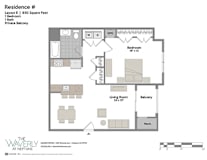 Layout E 1 Bed 1 Bath Floor Plan at The Waverly at Neptune, Neptune, New Jersey
