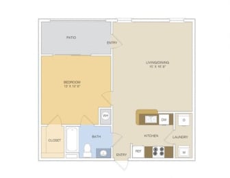 A1 Lower Floorplan 1 Bedroom 1 Bath at Artesian on Westheimer, Houston, Texas