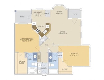 B2 Lower with Garage Floorplan 2 Bedroom 2 Bath at Artesian on Westheimer, Houston, TX