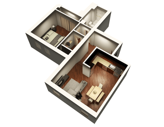 Floor Plan  The Penthouse 894 sqft 3D Floor Plan at Somerset Place Apartments, Chicago, 60640