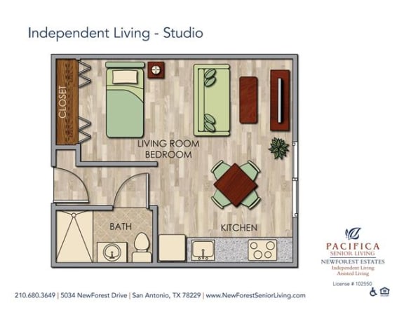 Floor Plan  Cozy Bedroom Studio Floor Plan at NewForest Estates, Texas
