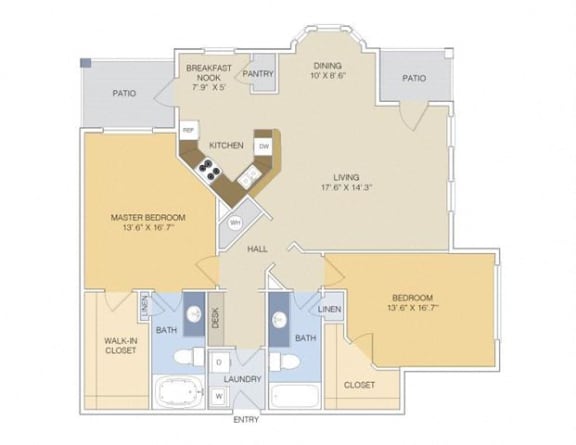 B2 Lower with Garage Floorplan 2 Bedroom 2 Bath at Artesian on Westheimer, Houston, TX