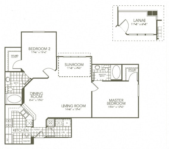 Floor Plan  Baneberry Blossom 2Bed_2Bath at The Palms Club Orlando Apartments, Orlando, 32811-2402