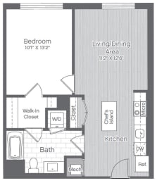  Floor Plan 1 Bed/1 Bath-A7