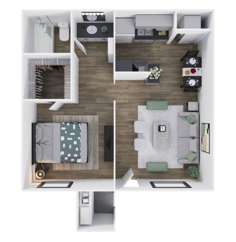 Floor Plan  One Bed One Bath B