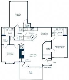 Elan at Mallard Creek B3 Floor Plan 2 Bedroom 2 Bath