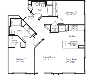 2 Bed 2 Bath Plan E at Apex Mission Valley, San Diego, CA, 92108