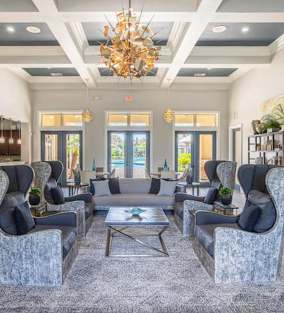 Living Space with Grey Rug at Avenues at Tuscan Lakes, Texas