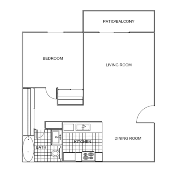 Plan B floorplan at Camino de Oro Apartments, Torrance, CA, 90505