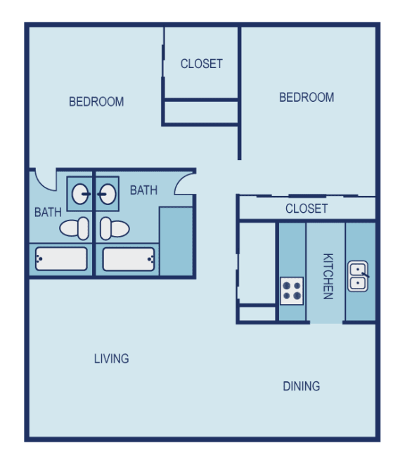 2 bed 2 bath C1 Floor Plan at The Entro at Midtown, Texas, 75230