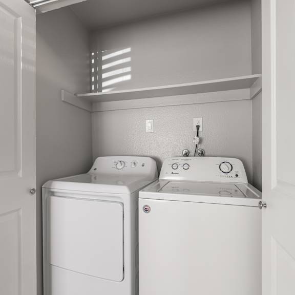 Small laundry room at OSM Properties Homes & Apartments, Chico, CA