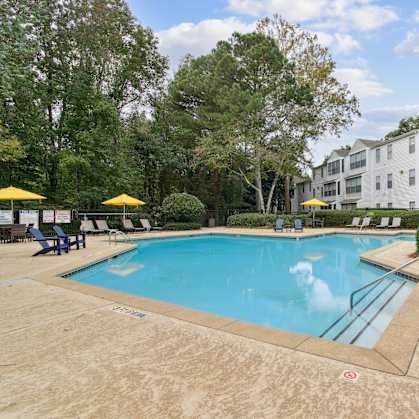 Clear blue pool view at Greenhouse Apartments, Kennesaw