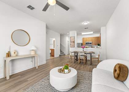 Open-concept living area with modern finishes