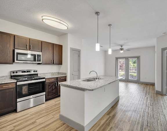 the preserve at ballantyne commons apartment kitchen and living room