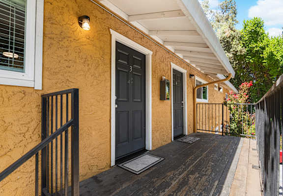 Fenced wooden deck at OSM Properties Homes & Apartments, Chico, CA