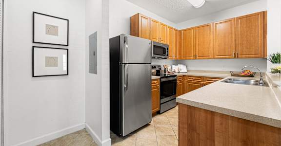 Spacious kitchen with stainless steel appliances