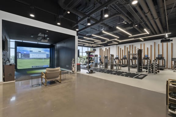 Modern Fitness Center at Deca Camperdown Apartments, Greenville, 29601