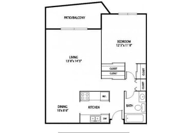 Floor Plan  Oakwood Apartments in Plymouth, MN 1 Bedroom 1 Bath