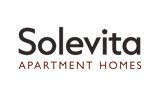 A black and white logo for Solevita Apartment Homes.