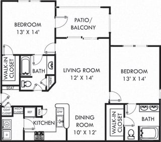 Summerglen. 2 bedroom apartment. Kitchen with island open to living/dinning rooms. 2 full bathrooms, double vanity in master. Walk-in closets. Patio/balcony.