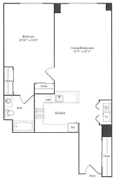 luxury 1 bedroom apartment for rent in Cambridge MA Floor Plan