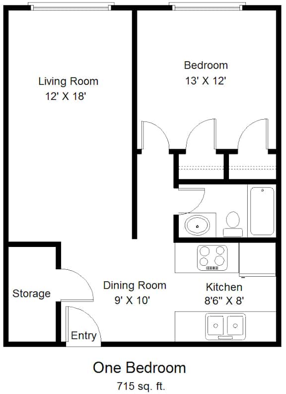 1 Bedroom Apartment Layout Brooke Lane Apartments