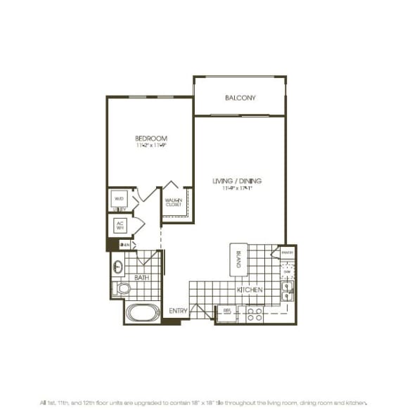One Bedroom Floor plan view