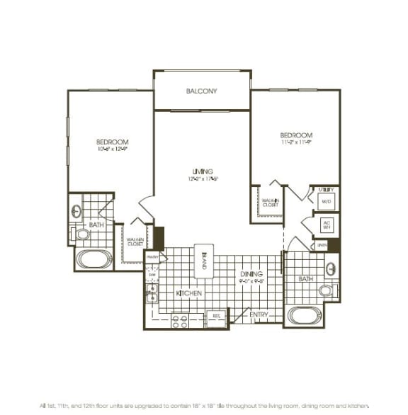 Two Bedroom Floor plan top view
